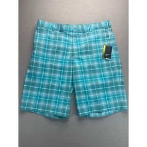Nike Golf Shorts Mens 38 Teal Plaid Tour Performance Dri-FIT 509182-300 NWT